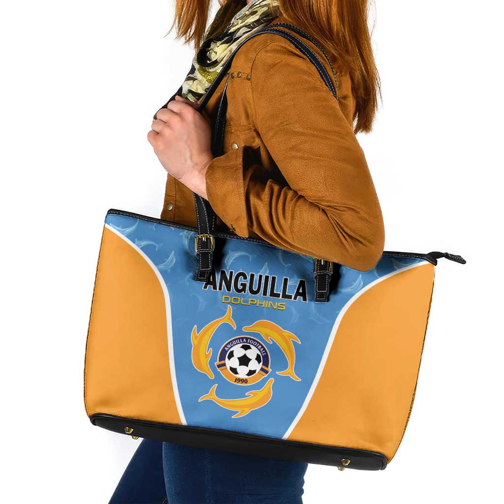 Anguilla Football Leather Tote Bag Come On Soccer Dolphins