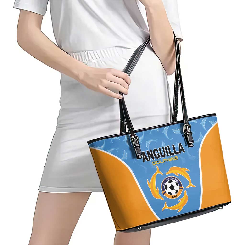 Anguilla Football Leather Tote Bag Come On Soccer Dolphins