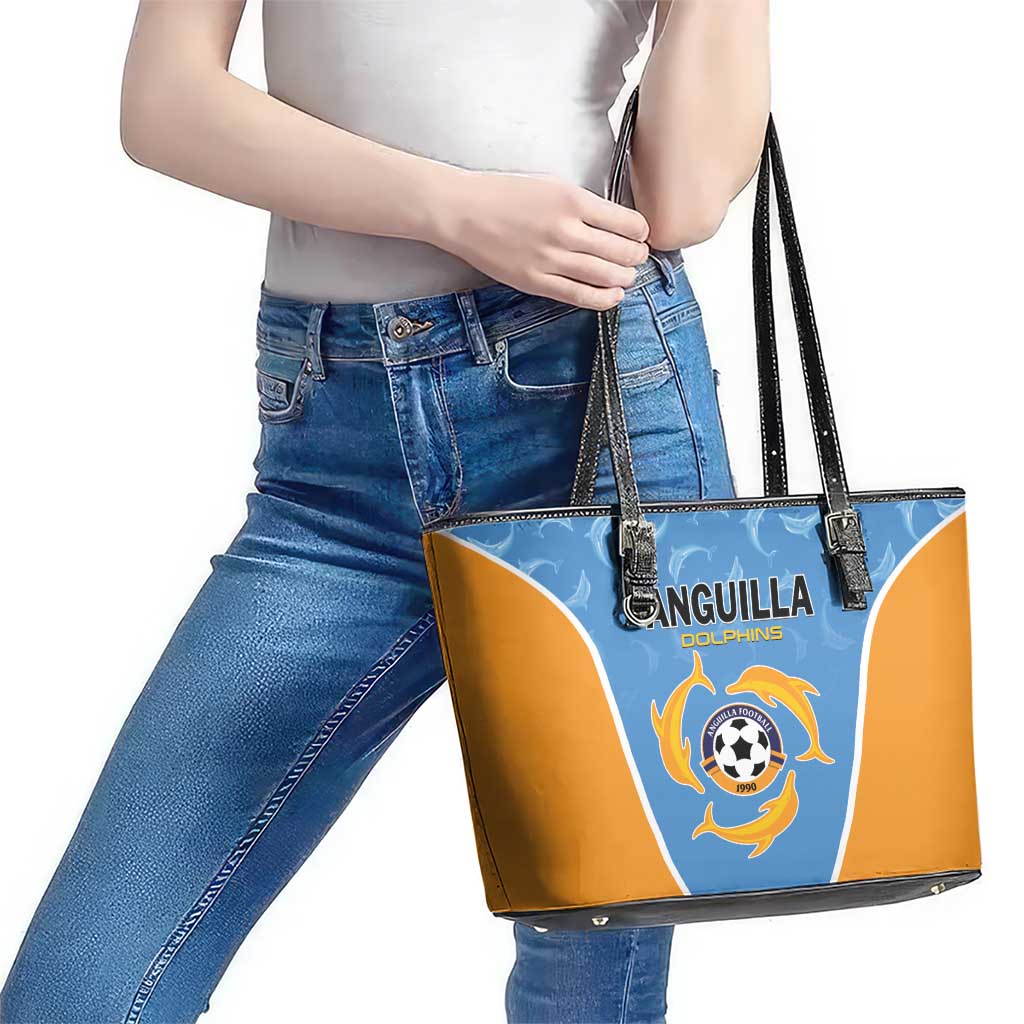 Anguilla Football Leather Tote Bag Come On Soccer Dolphins