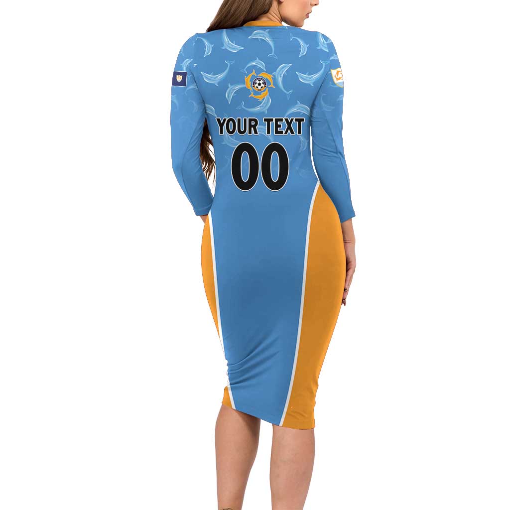 Custom Anguilla Football Long Sleeve Bodycon Dress Come On Soccer Dolphins