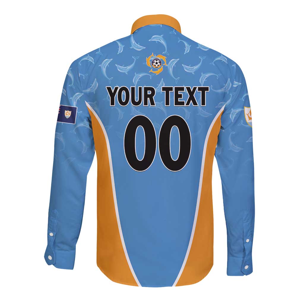 Custom Anguilla Football Long Sleeve Button Shirt Come On Soccer Dolphins