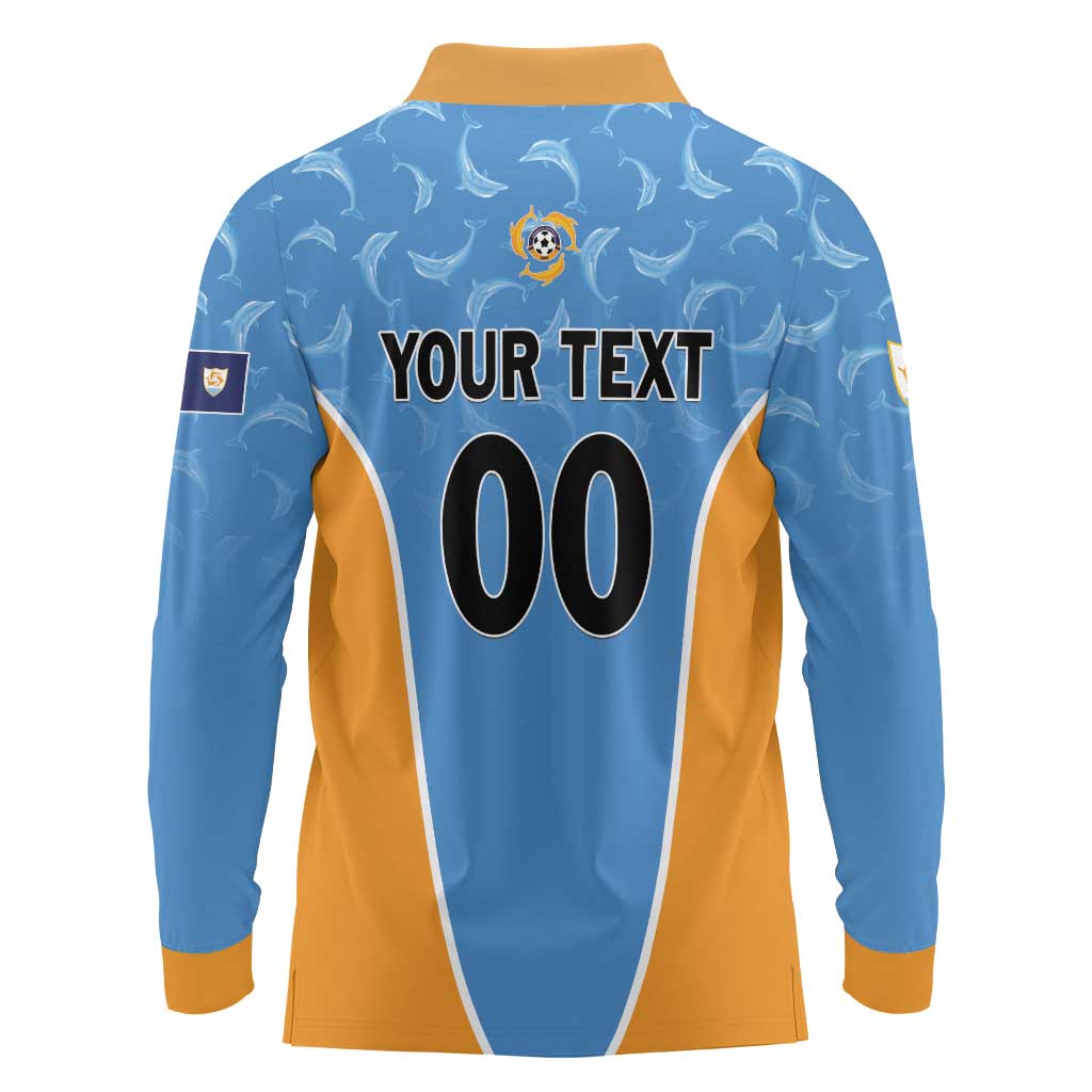 Custom Anguilla Football Long Sleeve Polo Shirt Come On Soccer Dolphins