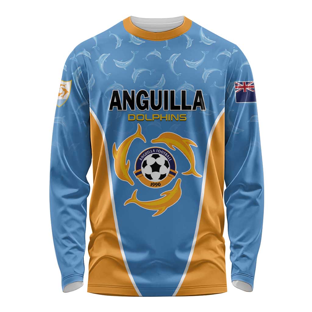 Custom Anguilla Football Long Sleeve Shirt Come On Soccer Dolphins