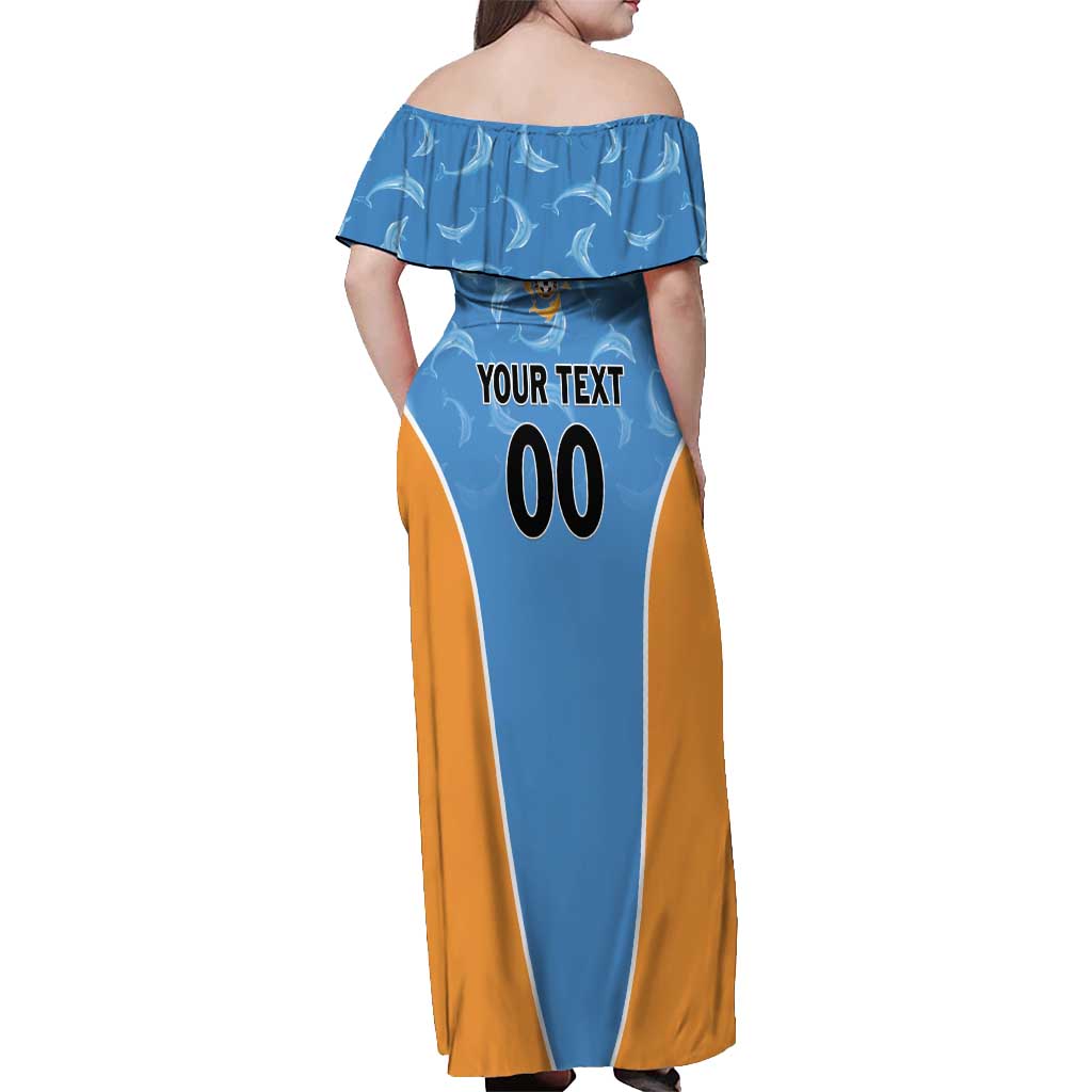 Custom Anguilla Football Off Shoulder Maxi Dress Come On Soccer Dolphins