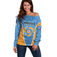 Custom Anguilla Football Off Shoulder Sweater Come On Soccer Dolphins