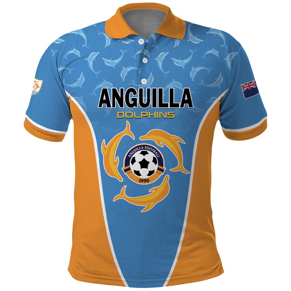 Custom Anguilla Football Polo Shirt Come On Soccer Dolphins