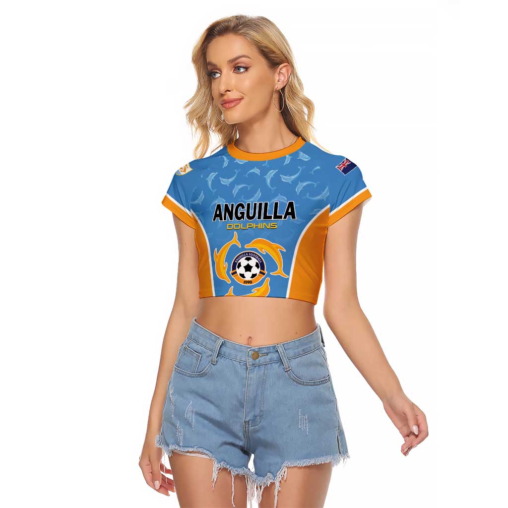 Custom Anguilla Football Raglan Cropped T Shirt Come On Soccer Dolphins