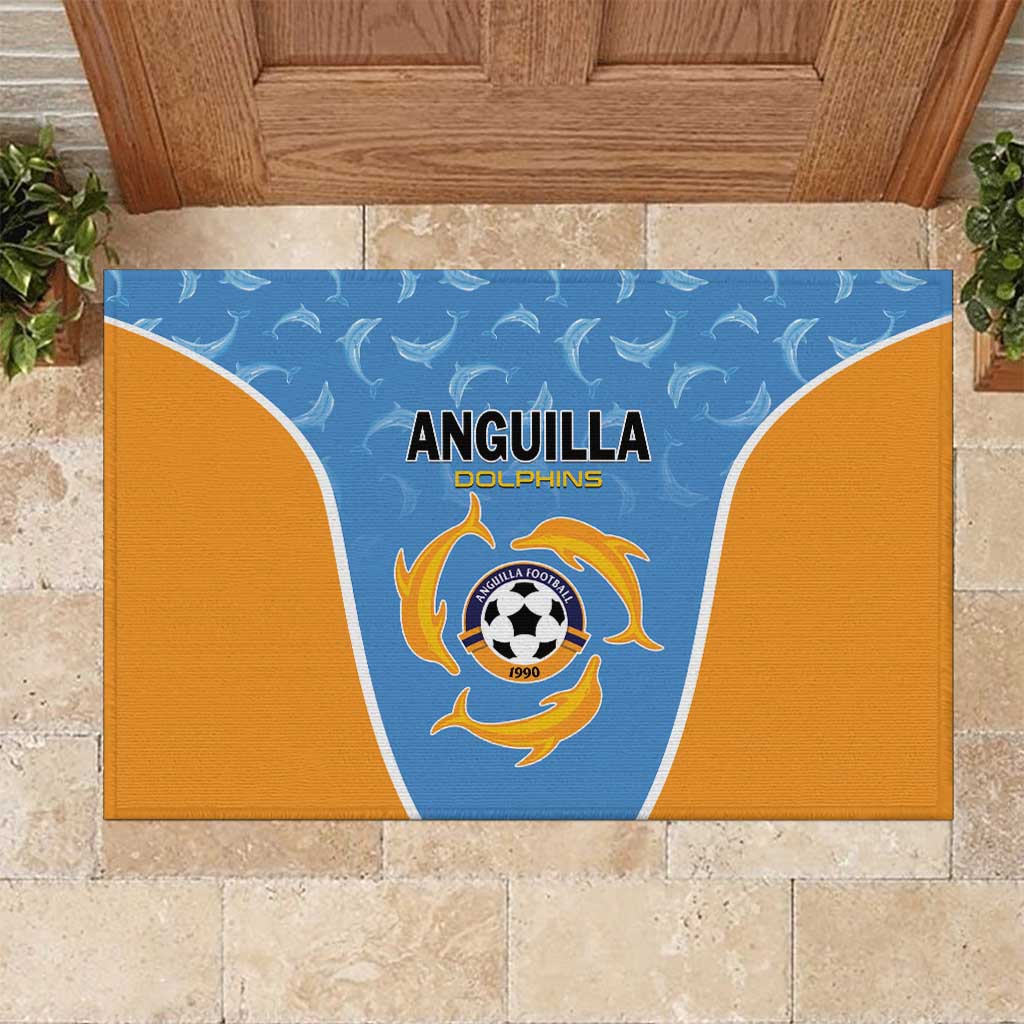 Anguilla Football Rubber Doormat Come On Soccer Dolphins