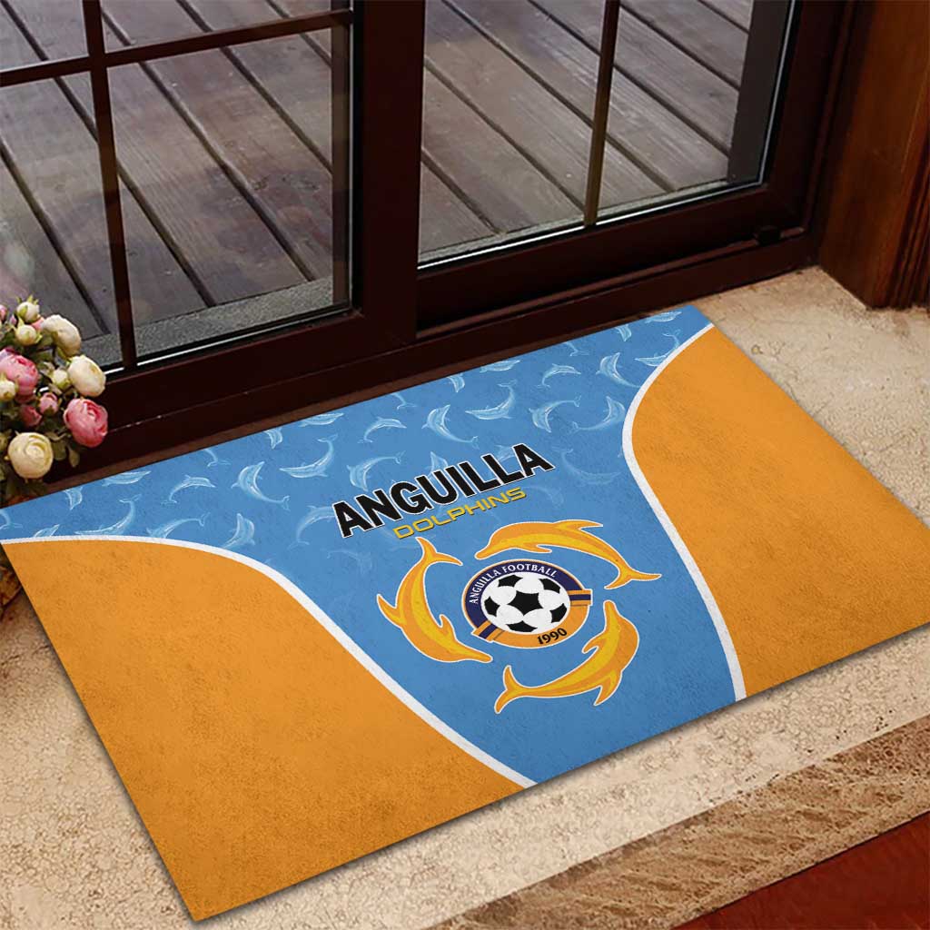 Anguilla Football Rubber Doormat Come On Soccer Dolphins