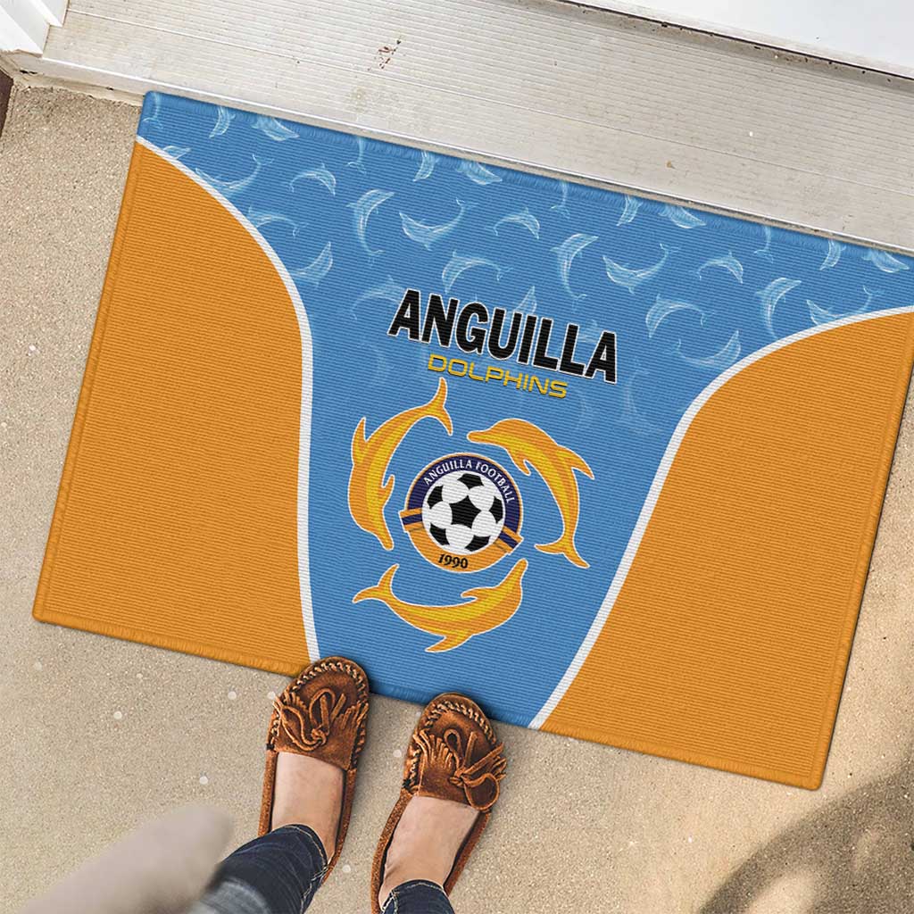 Anguilla Football Rubber Doormat Come On Soccer Dolphins