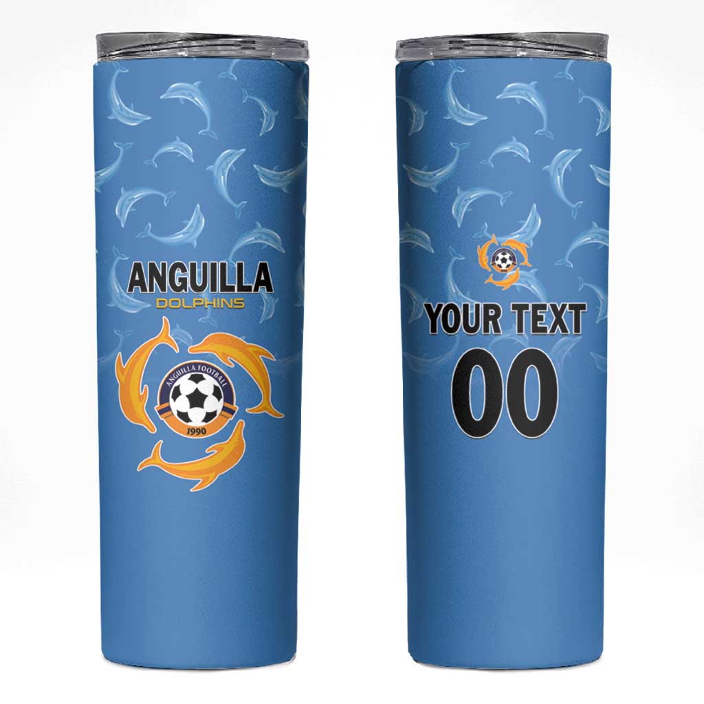 Custom Anguilla Football Skinny Tumbler Come On Soccer Dolphins