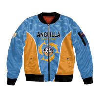 Custom Anguilla Football Sleeve Zip Bomber Jacket Come On Soccer Dolphins