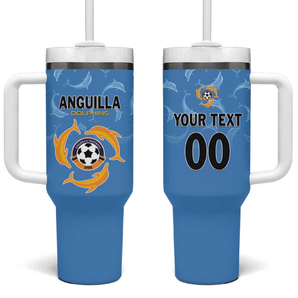 Custom Anguilla Football Tumbler With Handle Come On Soccer Dolphins