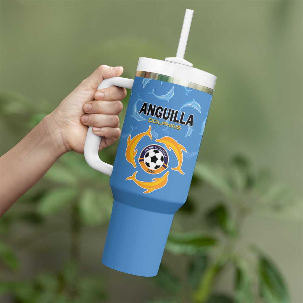 Custom Anguilla Football Tumbler With Handle Come On Soccer Dolphins