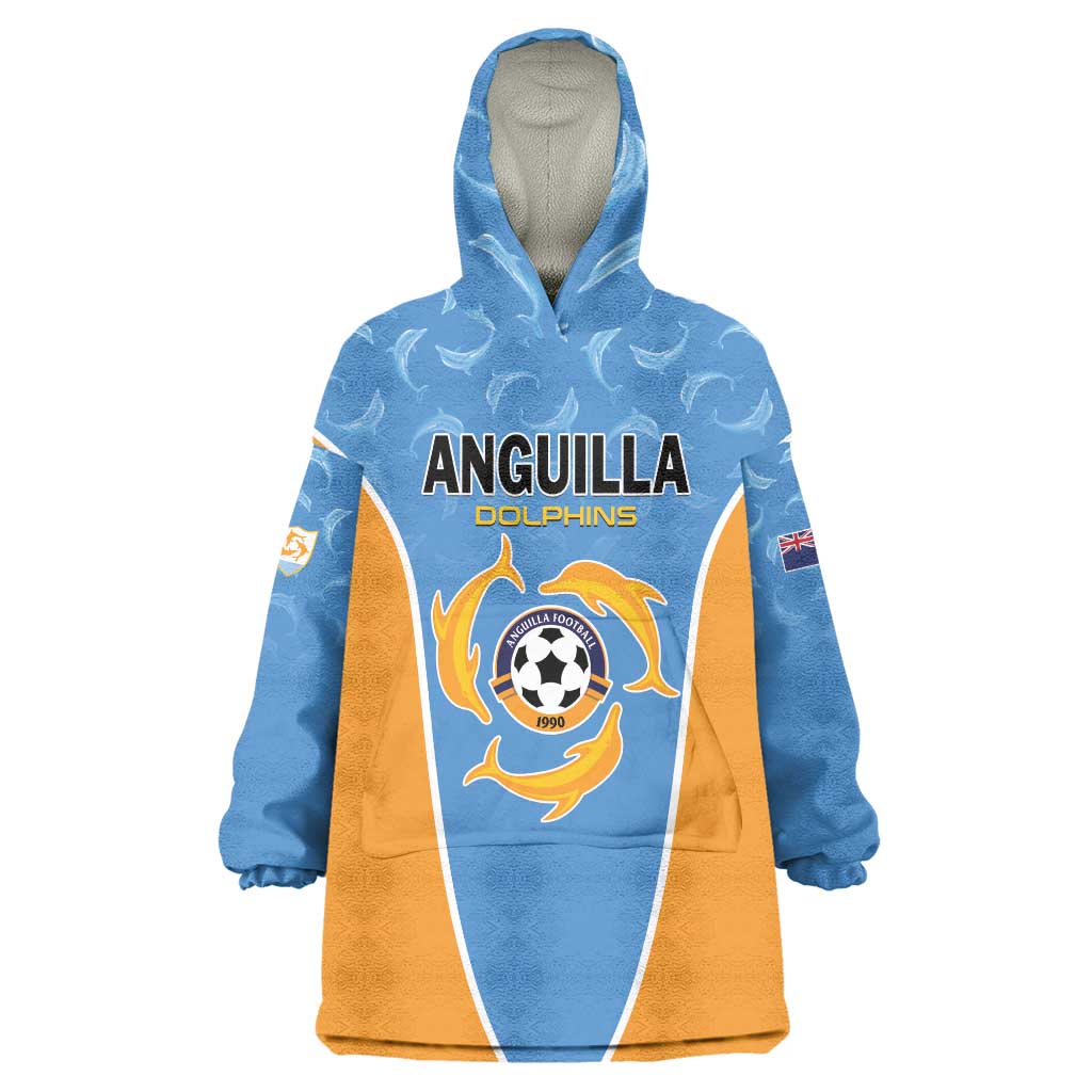 Custom Anguilla Football Wearable Blanket Hoodie Come On Soccer Dolphins