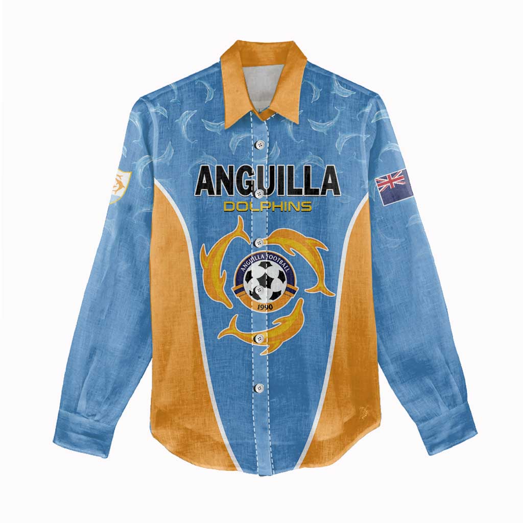Custom Anguilla Football Women Casual Shirt Come On Soccer Dolphins