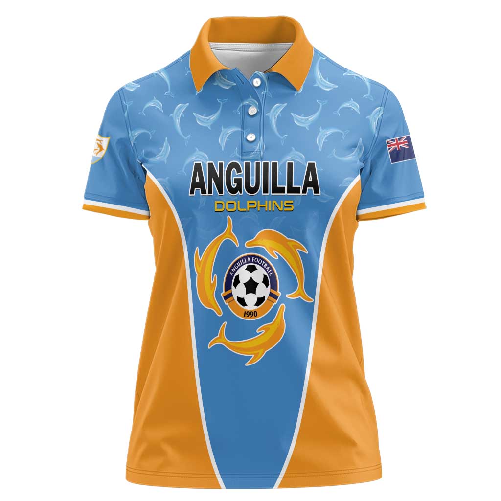 Custom Anguilla Football Women Polo Shirt Come On Soccer Dolphins
