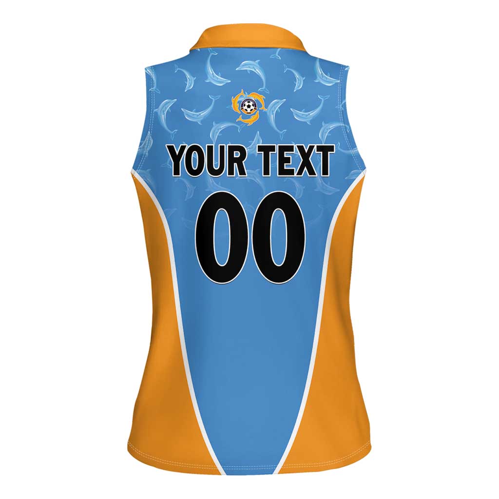 Custom Anguilla Football Women Sleeveless Polo Shirt Come On Soccer Dolphins