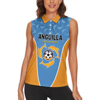Custom Anguilla Football Women Sleeveless Polo Shirt Come On Soccer Dolphins