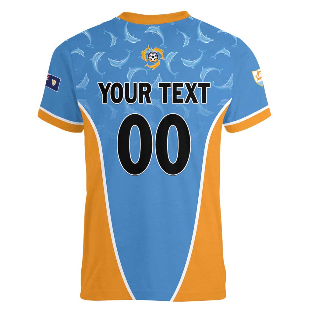 Custom Anguilla Football Women V-Neck T-Shirt Come On Soccer Dolphins