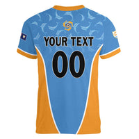 Custom Anguilla Football Women V-Neck T-Shirt Come On Soccer Dolphins