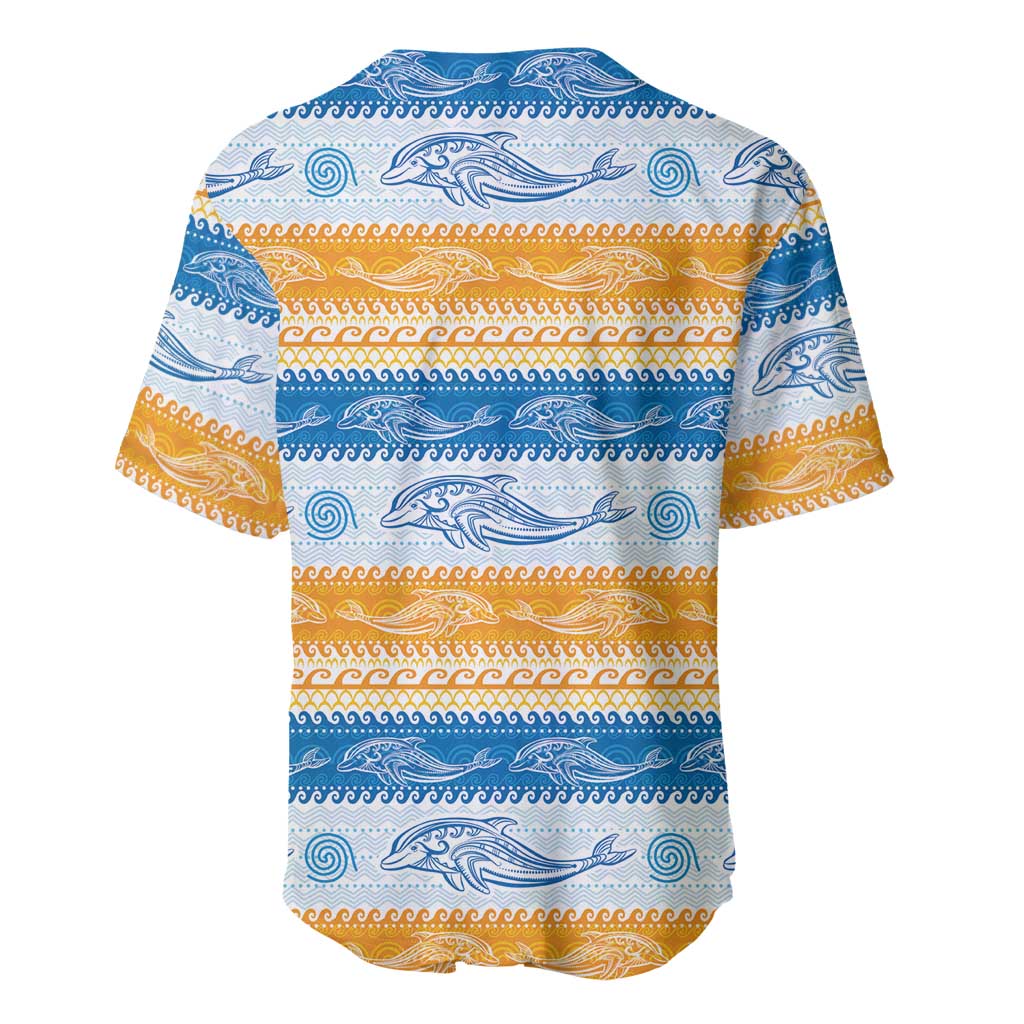 Anguilla Dolphins Pattern Baseball Jersey Orange And Blue