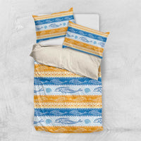 Anguilla Dolphins Pattern Bedding Set Orange And Blue