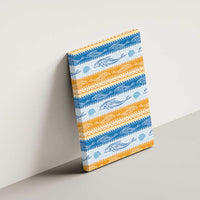 Anguilla Dolphins Pattern Canvas Wall Art Orange And Blue