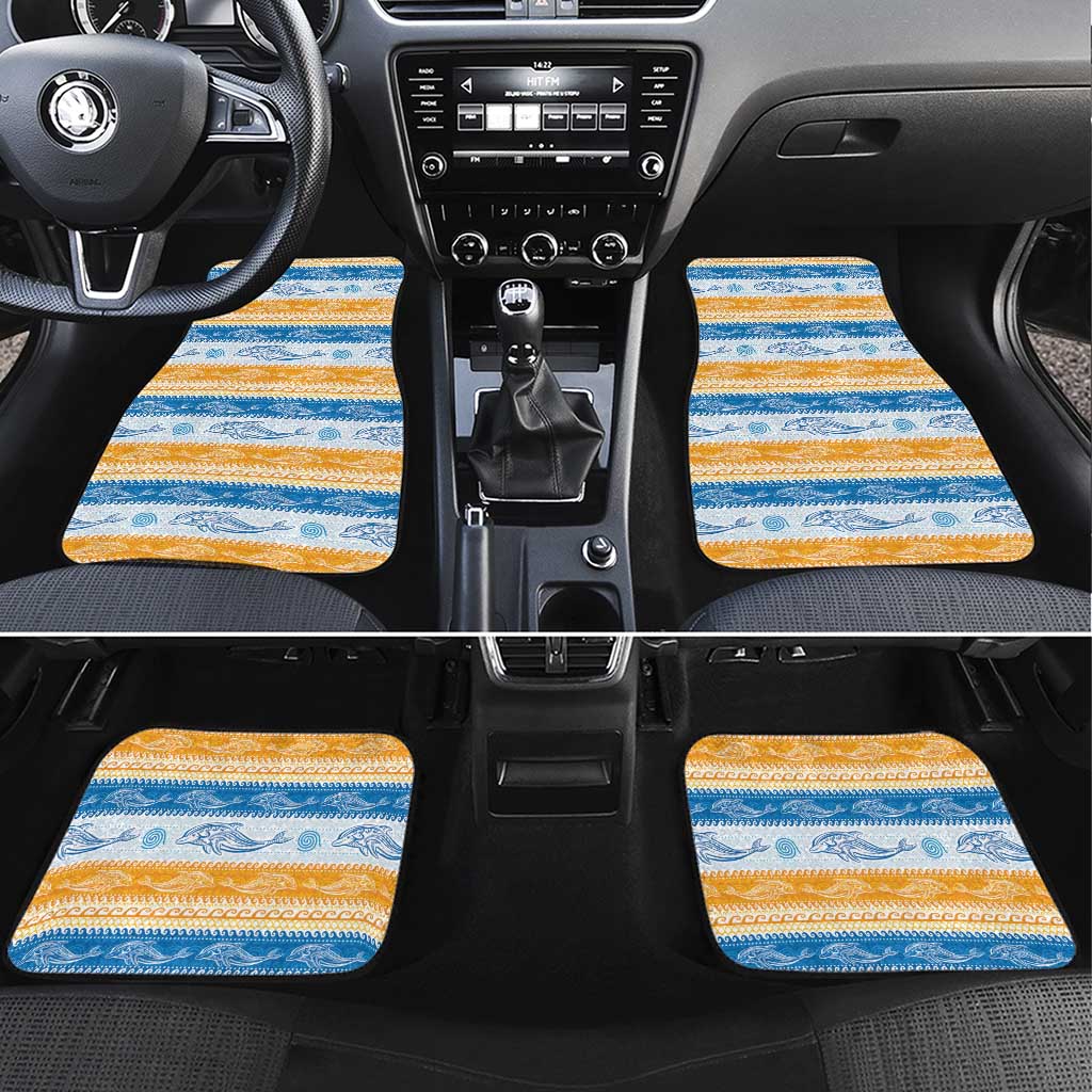 Anguilla Dolphins Pattern Car Mats Orange And Blue