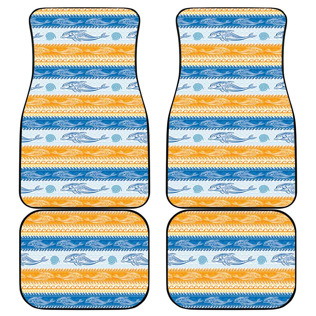 Anguilla Dolphins Pattern Car Mats Orange And Blue