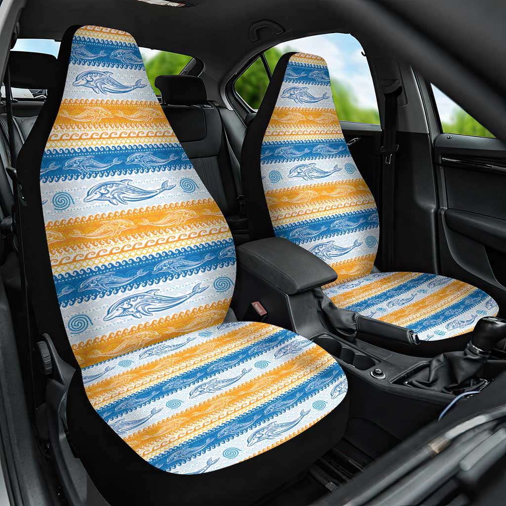 Anguilla Dolphins Pattern Car Seat Cover Orange And Blue