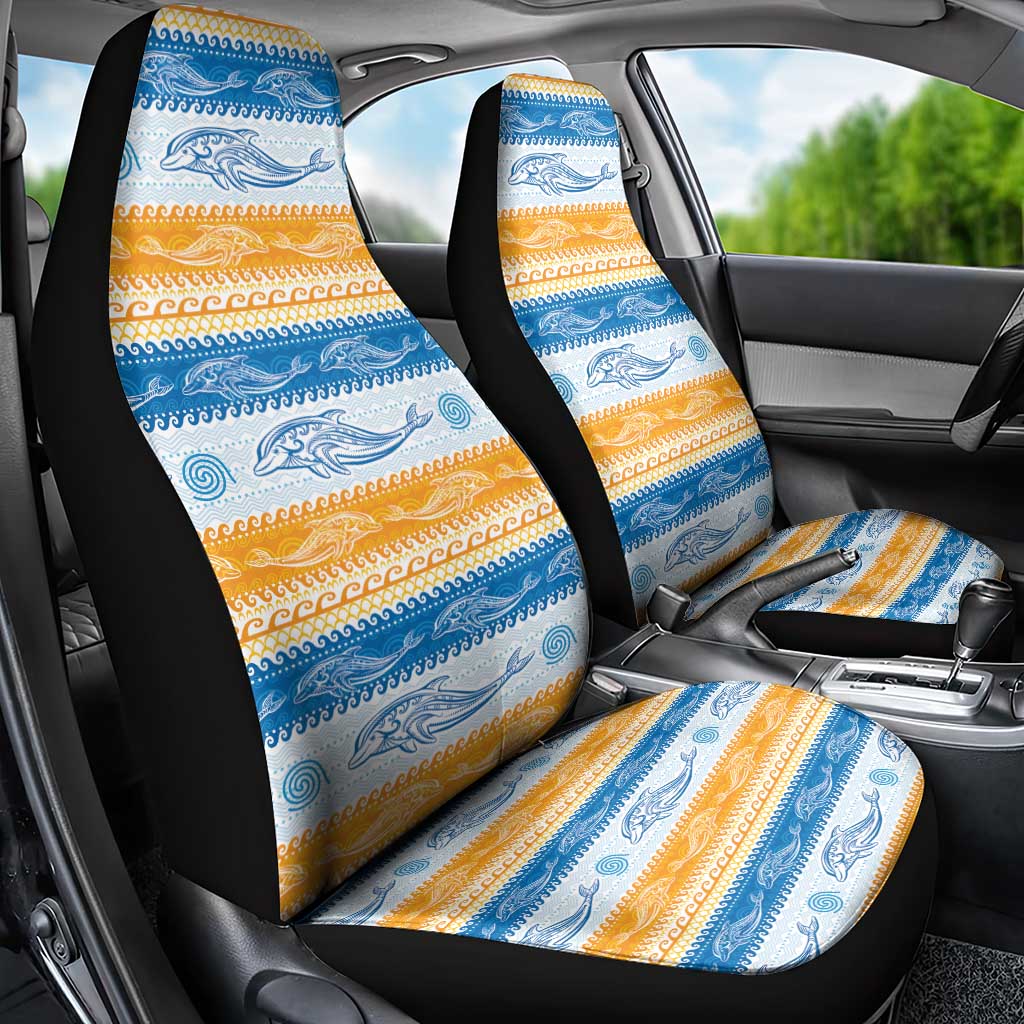 Anguilla Dolphins Pattern Car Seat Cover Orange And Blue