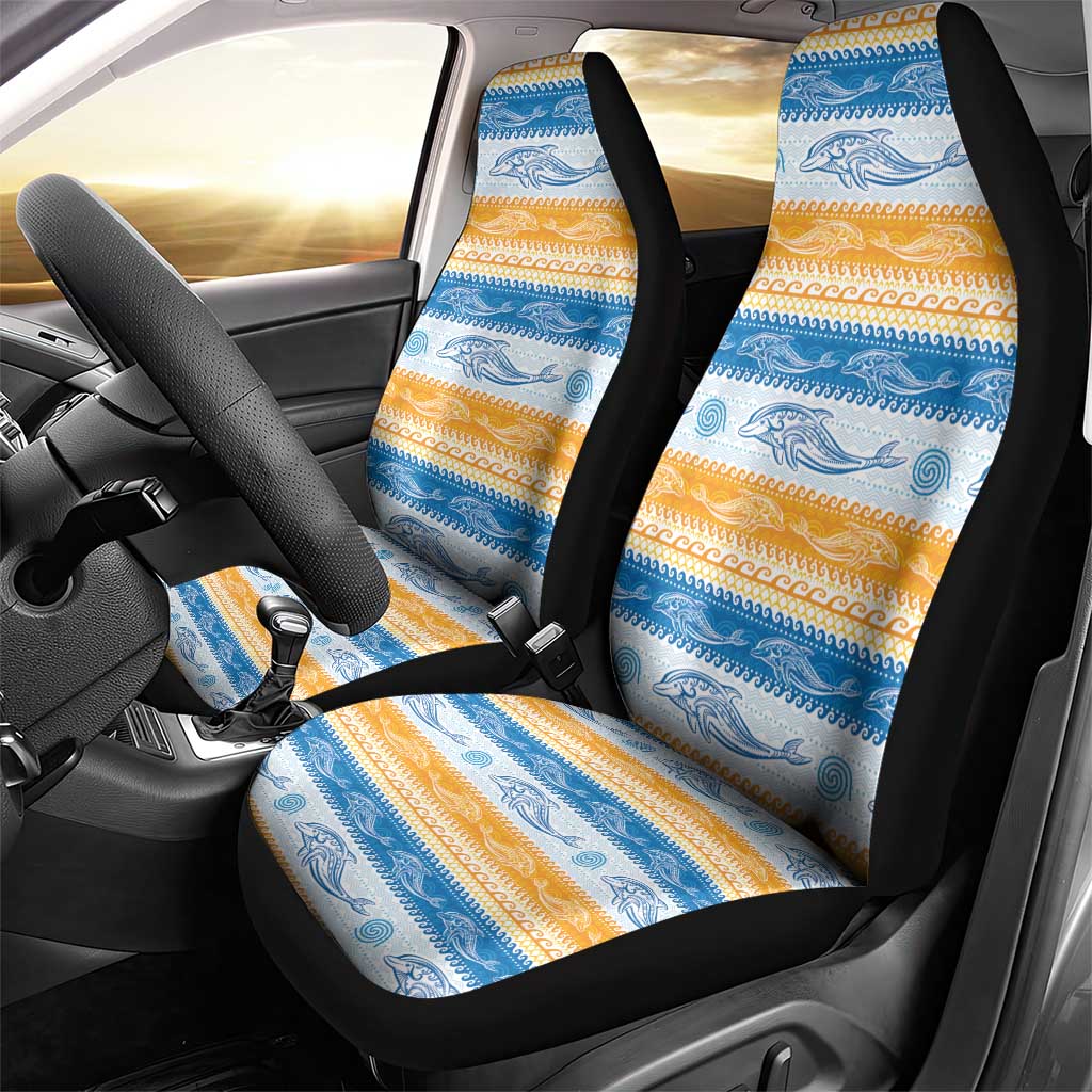 Anguilla Dolphins Pattern Car Seat Cover Orange And Blue