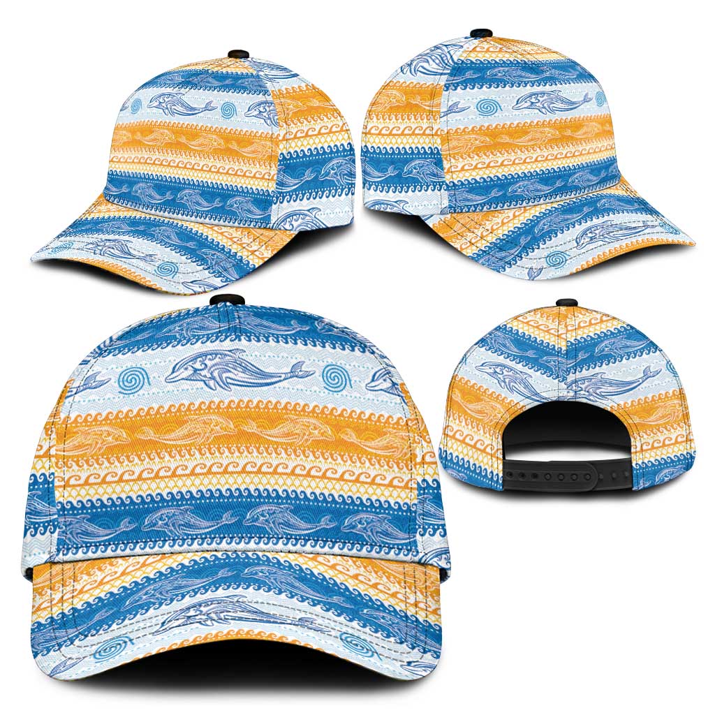 Anguilla Dolphins Pattern Classic Cap Orange And Blue - Wonder Print Shop
