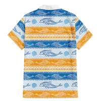 Anguilla Dolphins Pattern Family Matching Mermaid Dress and Hawaiian Shirt Orange And Blue