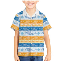 Anguilla Dolphins Pattern Family Matching Mermaid Dress and Hawaiian Shirt Orange And Blue