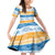 Anguilla Dolphins Pattern Family Matching Off Shoulder Short Dress and Hawaiian Shirt Orange And Blue