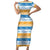 Anguilla Dolphins Pattern Family Matching Short Sleeve Bodycon Dress and Hawaiian Shirt Orange And Blue