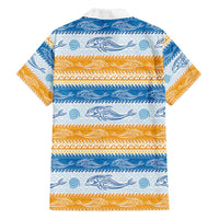 Anguilla Dolphins Pattern Family Matching Tank Maxi Dress and Hawaiian Shirt Orange And Blue