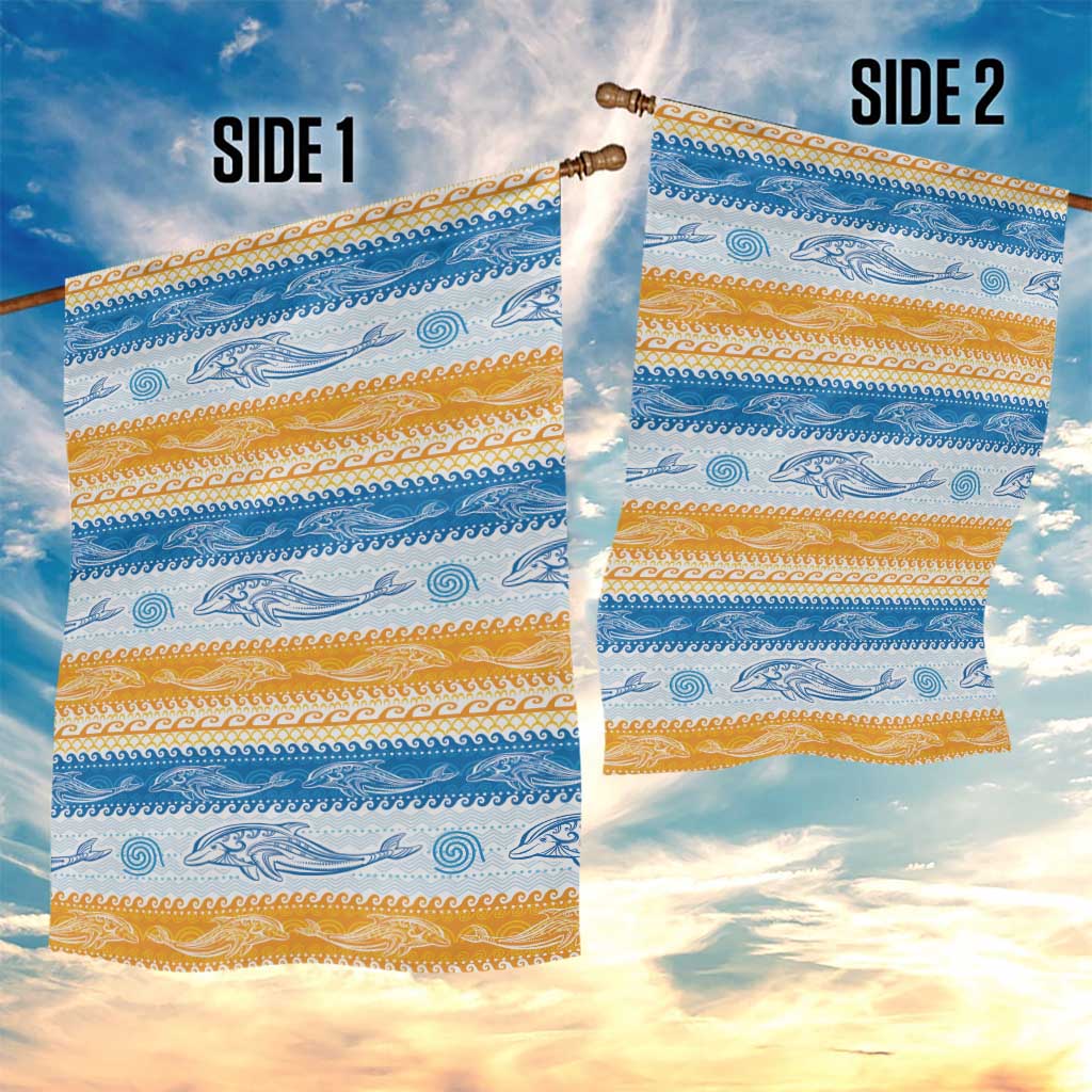 Anguilla Dolphins Pattern Garden Flag Orange And Blue