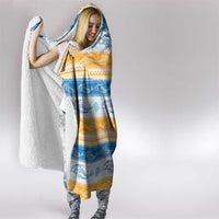 Anguilla Dolphins Pattern Hooded Blanket Orange And Blue