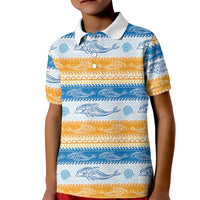 Anguilla Dolphins Pattern Kid Polo Shirt Orange And Blue