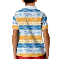 Anguilla Dolphins Pattern Kid Polo Shirt Orange And Blue