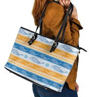 Anguilla Dolphins Pattern Leather Tote Bag Orange And Blue