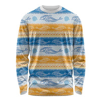 Anguilla Dolphins Pattern Long Sleeve Shirt Orange And Blue