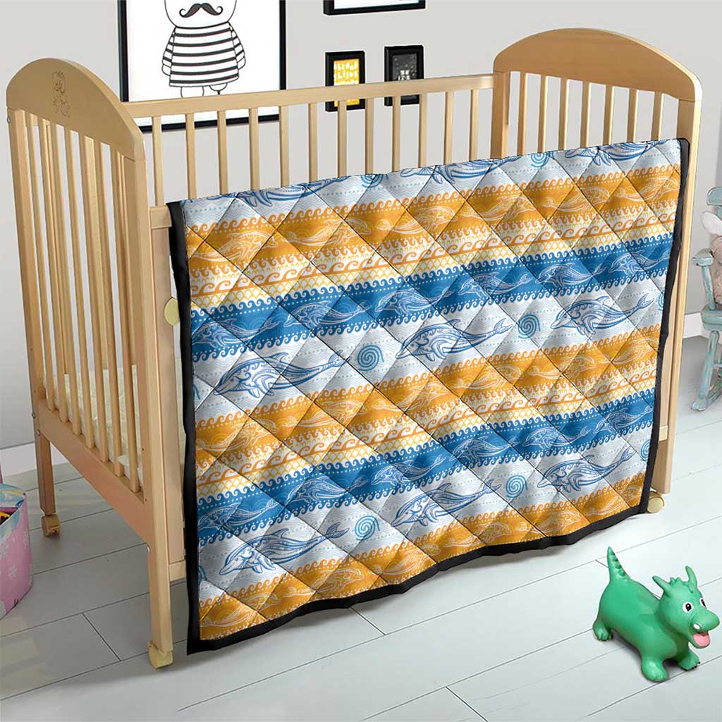 Anguilla Dolphins Pattern Quilt Orange And Blue