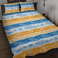 Anguilla Dolphins Pattern Quilt Bed Set Orange And Blue