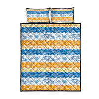 Anguilla Dolphins Pattern Quilt Bed Set Orange And Blue