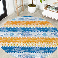 Anguilla Dolphins Pattern Round Carpet Orange And Blue