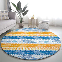 Anguilla Dolphins Pattern Round Carpet Orange And Blue